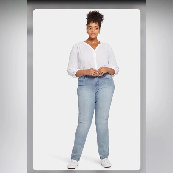 NYDJ Curves 360 Shaper Marilyn Straight Leg Stretch Jeans Thistle Falls 14P Nwt - Picture 3 of 10